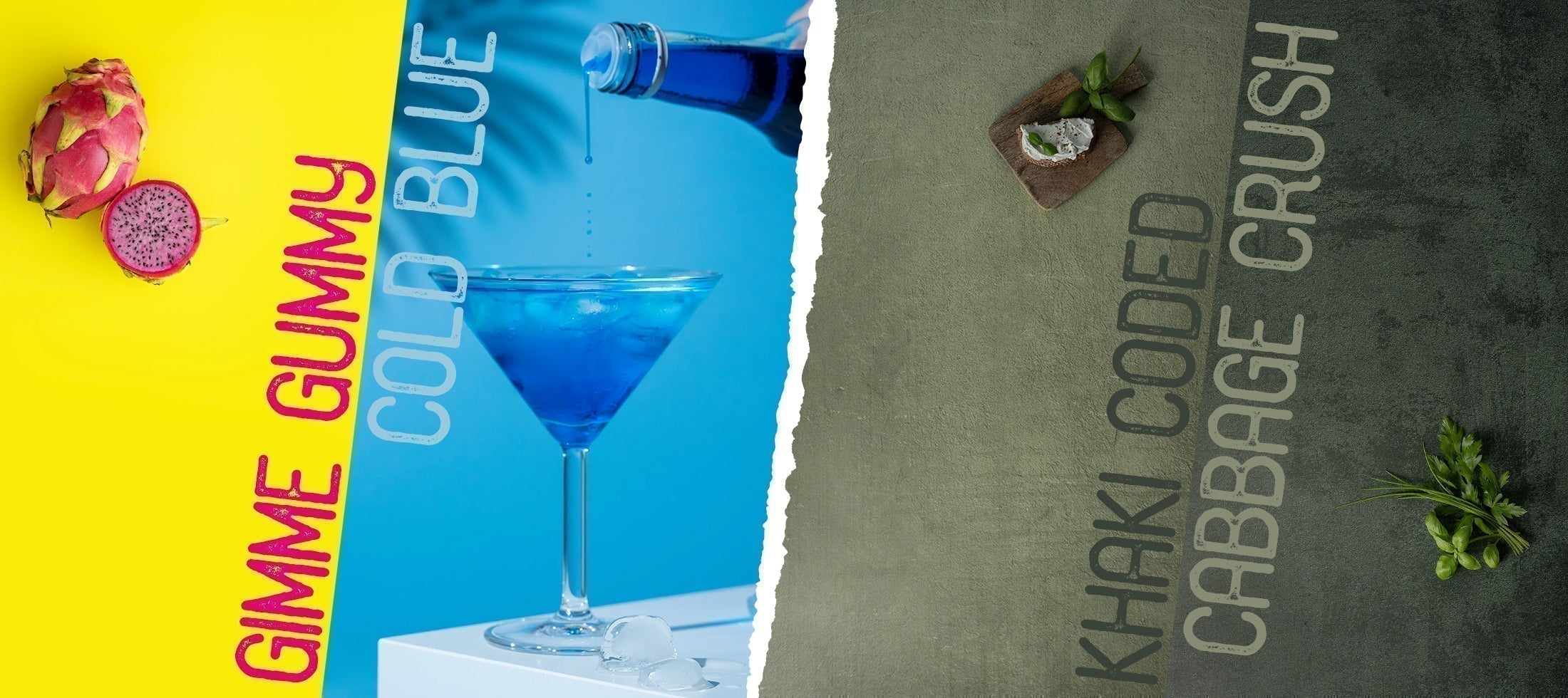 Foodfotografie Farbtrends 2026: Gimme Gummy, Cold Blue, Khaki Coded und Cabbage Crush – Fotohintergründe im Überblick
