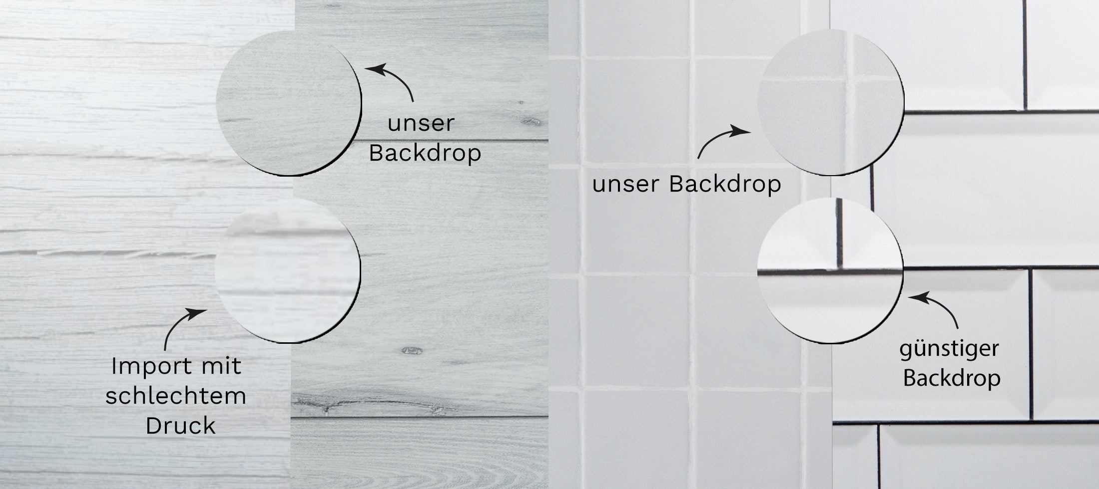Qualitätsvergleich: BACKDROP SHOP Vinyl Backdrop vs. günstiger Import-Backdrop – Druckqualität im direkten Vergleich