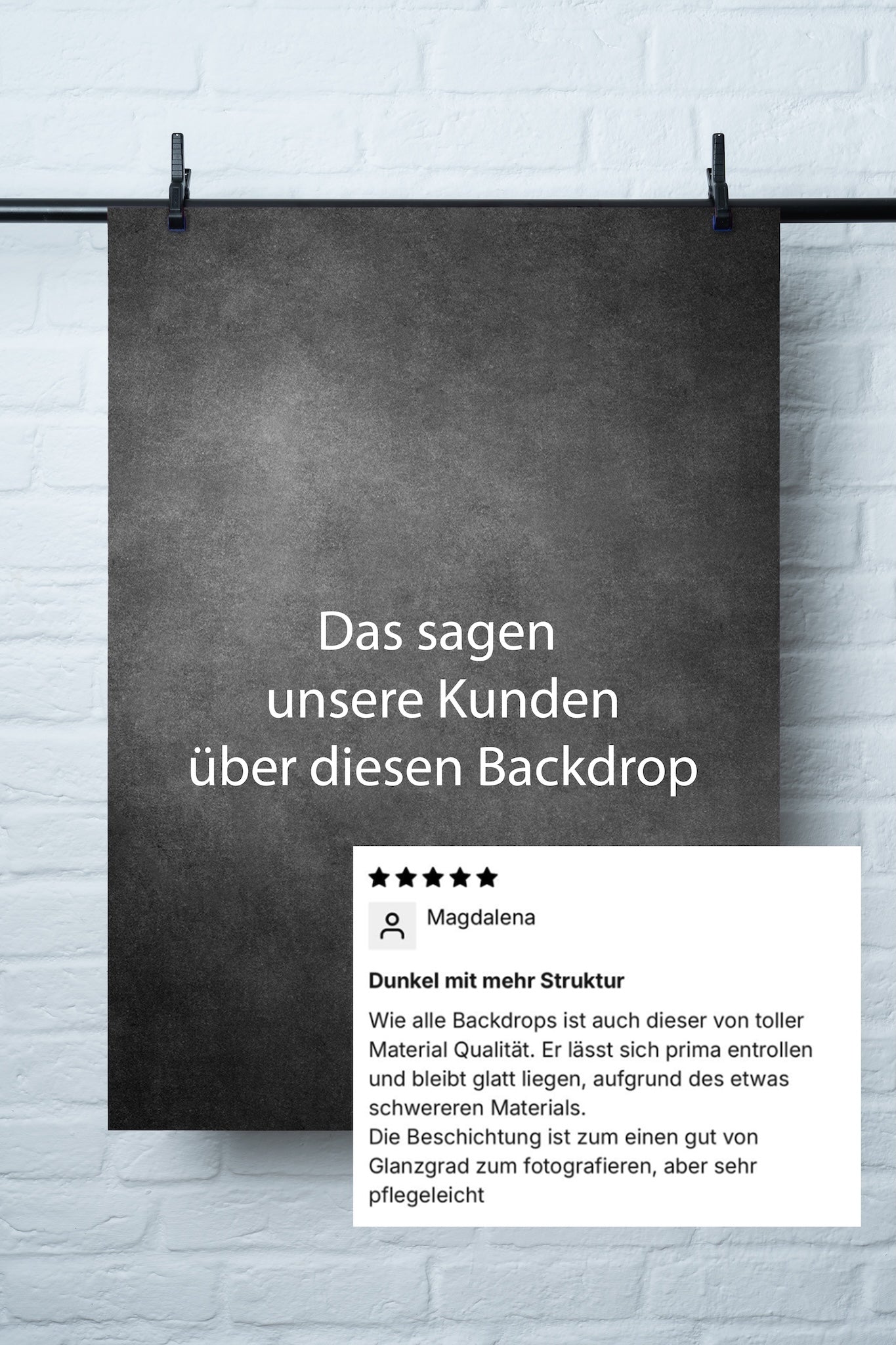 Vinyl Backdrop „Mohn“ – Dunkelgrauer Fotohintergrund mit Kundenbewertung, Made in Germany, 60x90cm
